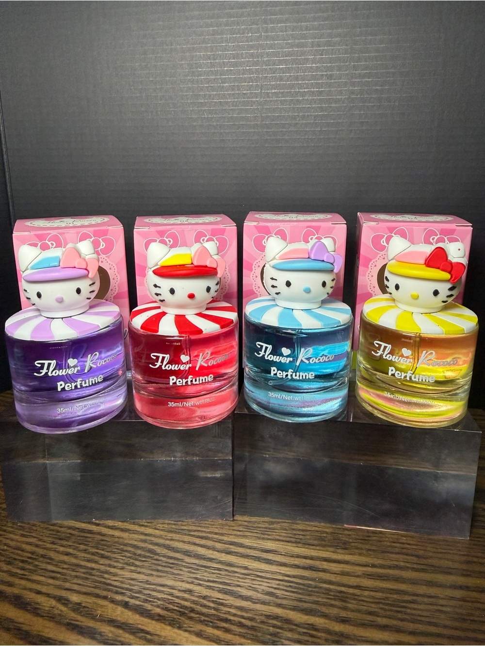 Hello Kitty Flower Kawaii Perfume Bottles - Purple, Red, Blue, Yellow